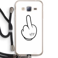 Middle finger white: Samsung Galaxy J3 (2016) Transparant Hoesje met koord