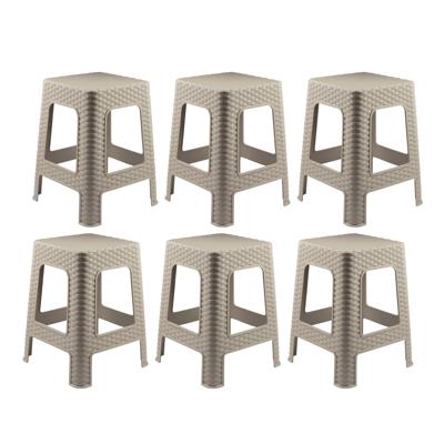 Zit krukjes voor binnen en buiten - 6x - beige - kunststof - 36 x 36 x 45 cm - extra zitplaatsen
