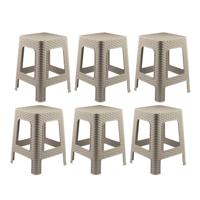 Zit krukjes voor binnen en buiten - 6x - beige - kunststof - 36 x 36 x 45 cm - extra zitplaatsen Zit krukjes voor binnen en buiten - 6x - beige - kunststof - 36 x 36 x 45 cm - extra zitplaatsen