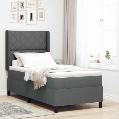 Boxspringbed met matras en LED stof donkergrijs 100x200 cm