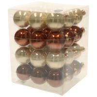 Kerstballen set - 36x stuks - glas - natuurtinten - 6 cm - mat/glans - kerstversiering