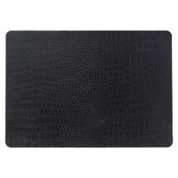 Unique Living placemats Croco lederlook - 1x - 43 x 30 cm - zwart - pvc - tafel onderleggers