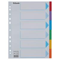 Tabbladen Esselte Standaard A4 6-delig karton 11-rings met voorblad assorti | 20 stuks