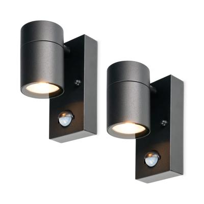 2-Pack Mason wandlampen - Zwart - Bewegingsmelder en schemerschakelaar - IP44 spatwaterdicht - Spotlight voor binnen en buiten - Exclusief GU10 lichtbron