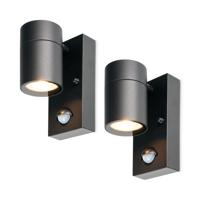2-Pack Mason wandlampen - Zwart - Bewegingsmelder en schemerschakelaar - IP44 spatwaterdicht - Spotlight voor binnen en buiten - Exclusief GU10 lichtbron