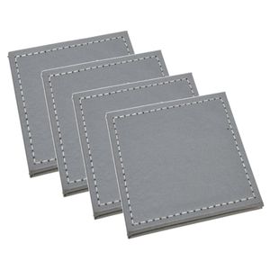 Onderzetters voor glazen - 12x - grijs - kunstleder - 10 x 10 cm