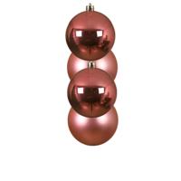 Decoris Kerstballen - 4x st - lippenstift roze - D10 cm - kunststof - kerstversiering Decoris Kerstballen - 4x st - lippenstift roze - D10 cm - kunststof - kerstversiering