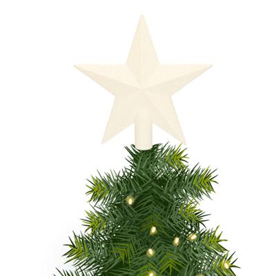 Decoris kerstboom piek - 1x - ster vorm - wit - glitter - 19 cm - kunststof - kerstpiek