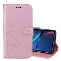 Rose reliëf horizontale Flip PU lederen case voor iPhone XR met houder & kaartsleuven & portemonnee (Rose goud)