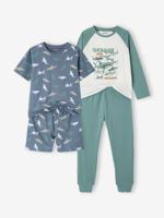 Set van 2 pyjama's voor jongens van katoen smaragdgroen