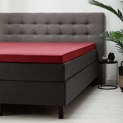 Topper Hoeslaken - Katoen - Rood - 140x200 cm - Rood - Fresh and Co - Dekbed-Discounter.nl