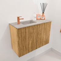 Toiletmeubel Mondiaz Joya Dlux | 60 cm | Meubelkleur Oak | Faye wastafel Glace Wasbak Links | 1 kraangat