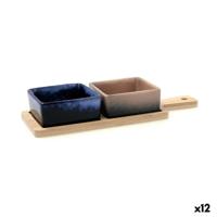 Set voor voorgerechtjes Bidasoa Moana Multicolour Keramisch 25 x 9,5 x 4,5 cm 3 Onderdelen (12 Stuks)