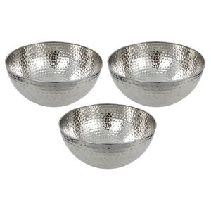 3x Salade schalen/kommen 28 cm zilver RVS