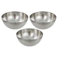 3x Salade schalen/kommen 28 cm zilver RVS