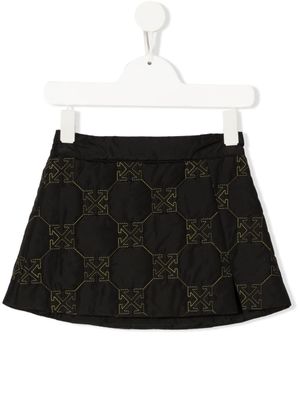 Off-White Kids jupe évasée à logo brodé - Noir