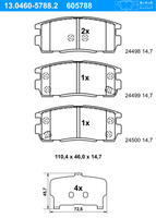 Remblokkenset, schijfrem ATE, u.a. fÃ¼r Vauxhall, Opel, Chevrolet, Hyundai