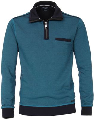 Casa Moda Trui Petrol Blauw Borstzak Rits Comfort Fit Casa Moda Trui Petrol Blauw Borstzak Rits Comfort Fit