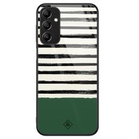Samsung Galaxy A14 glazen hardcase - Green stripes