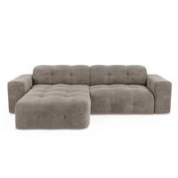 Sofa links hoek 5 zits fluweel taupe 230cm