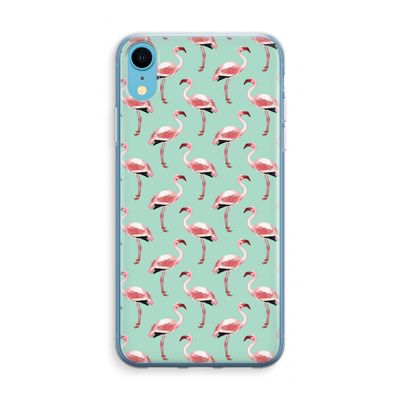 Flamingoprint groen: iPhone XR Transparant Hoesje