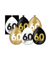 Ballonnen Celebration 60 Jaar Wit/Goud/Zwart (6st)