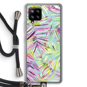 Tropical Palms Blue: Samsung Galaxy A42 5G Transparant Hoesje met koord