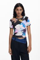 T-shirt met bloemmotief - BLACK - XS T-shirt met bloemmotief - BLACK - XS