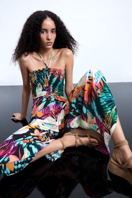 Tropisch bedrukte jumpsuit - BLACK - L