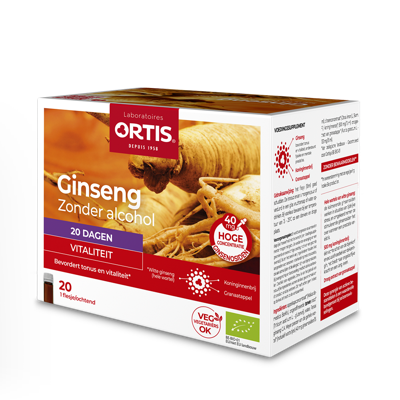 Ortis Energiemetabolisme Vloeibaar Vitalité Ginseng Bio 20 dagen Kuur 20x 15ml 300ml