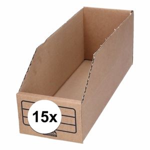 15x Sorteer/Opslag bakjes 10 x 30 cm van karton