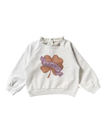 Your wishes winter sweater meisjes - beige - Melange - ruffle