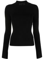 Patrizia Pepe logo-embroidered high-neck jumper - Noir - thumbnail