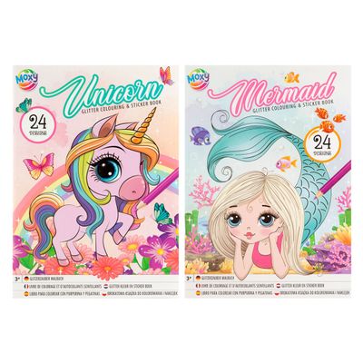 Creative Craft Group Glitter kleur en stickerboek eenhoorn/zeemeermin