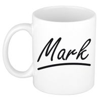 Naam cadeau mok / beker Mark met sierlijke letters 300 ml - thumbnail