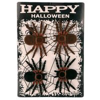Faram nep spinnen/spinnetjes 8 cm - zwart/bruin - 4x stuks - Horror/griezel decoratie beestjes - Feestdecoratievoorwerp - thumbnail