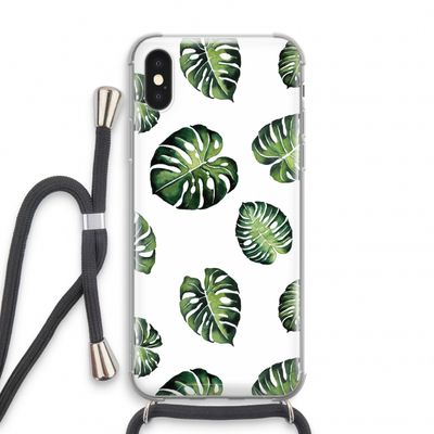 Tropische bladeren: iPhone X Transparant Hoesje met koord