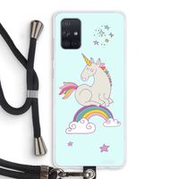 Regenboog eenhoorn: Samsung Galaxy A71 Transparant Hoesje met koord