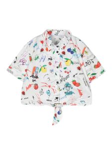 MSGM Kids blouse crop à imprimé graphique - Blanc