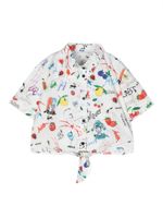 MSGM Kids blouse crop à imprimé graphique - Blanc - thumbnail