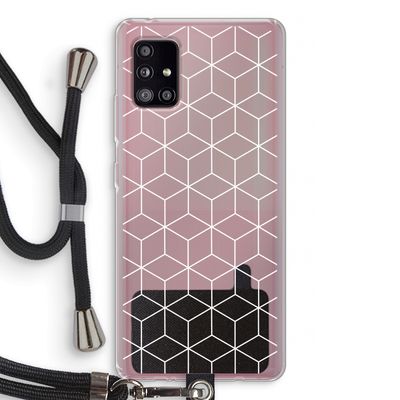 Zwart-witte kubussen: Samsung Galaxy A51 5G Transparant Hoesje met koord