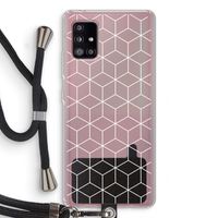 Zwart-witte kubussen: Samsung Galaxy A51 5G Transparant Hoesje met koord