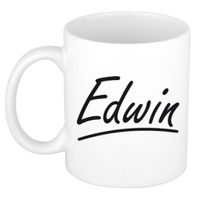 Naam cadeau mok / beker Edwin met sierlijke letters 300 ml