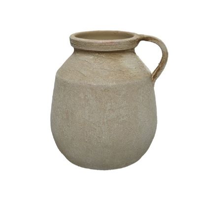 Ouderwetse creme witte terracotta kan/kruik 25 cm - Ouderwetse creme witte terracotta kan/kruik 25 cm -