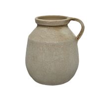 Ouderwetse creme witte terracotta kan/kruik 25 cm