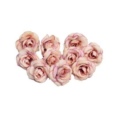 10 sets 4cm kunstmatige bloem Silk Rose Flower hoofd voor bruiloft partij Home Decoratie (donker roze)