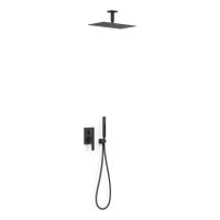 Regendouche set Tres Slim | Inbouw | Mengkraan | 2-weg | Vierkant | Zwart mat