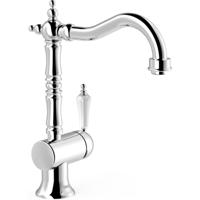 Wastafelkraan Tres Clasic | Opbouw | Draaibare uitloop | Mengkraan | Hoog model | 1-hendel | Vintage | Chroom
