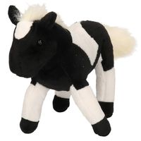 Pony speelgoed artikelen paardje knuffelbeest zwart/wit 26 cm