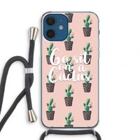 Cactus quote: iPhone 12 mini Transparant Hoesje met koord